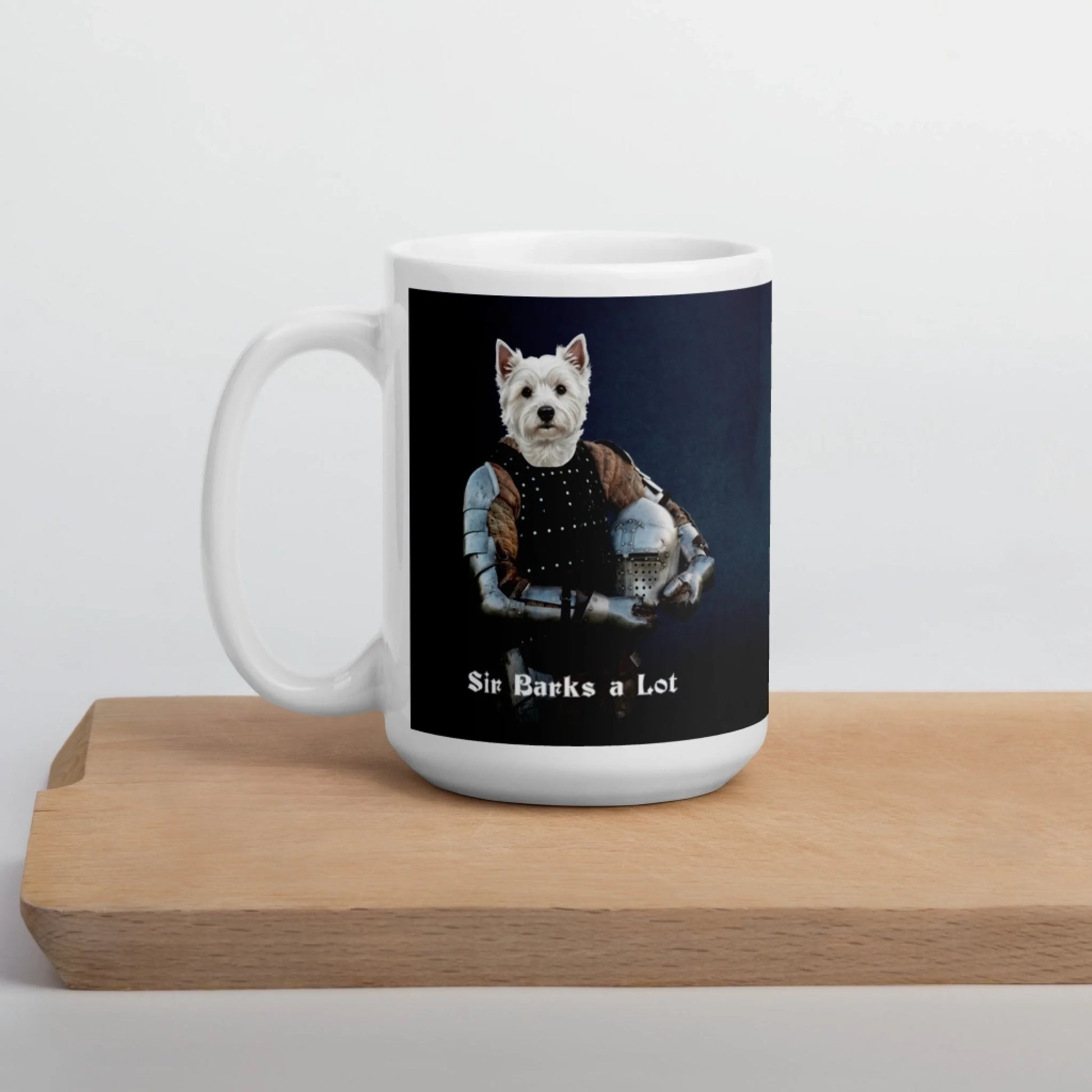 Custom Dog Mug, Sir Barks a Lot, 15oz lifestyle view