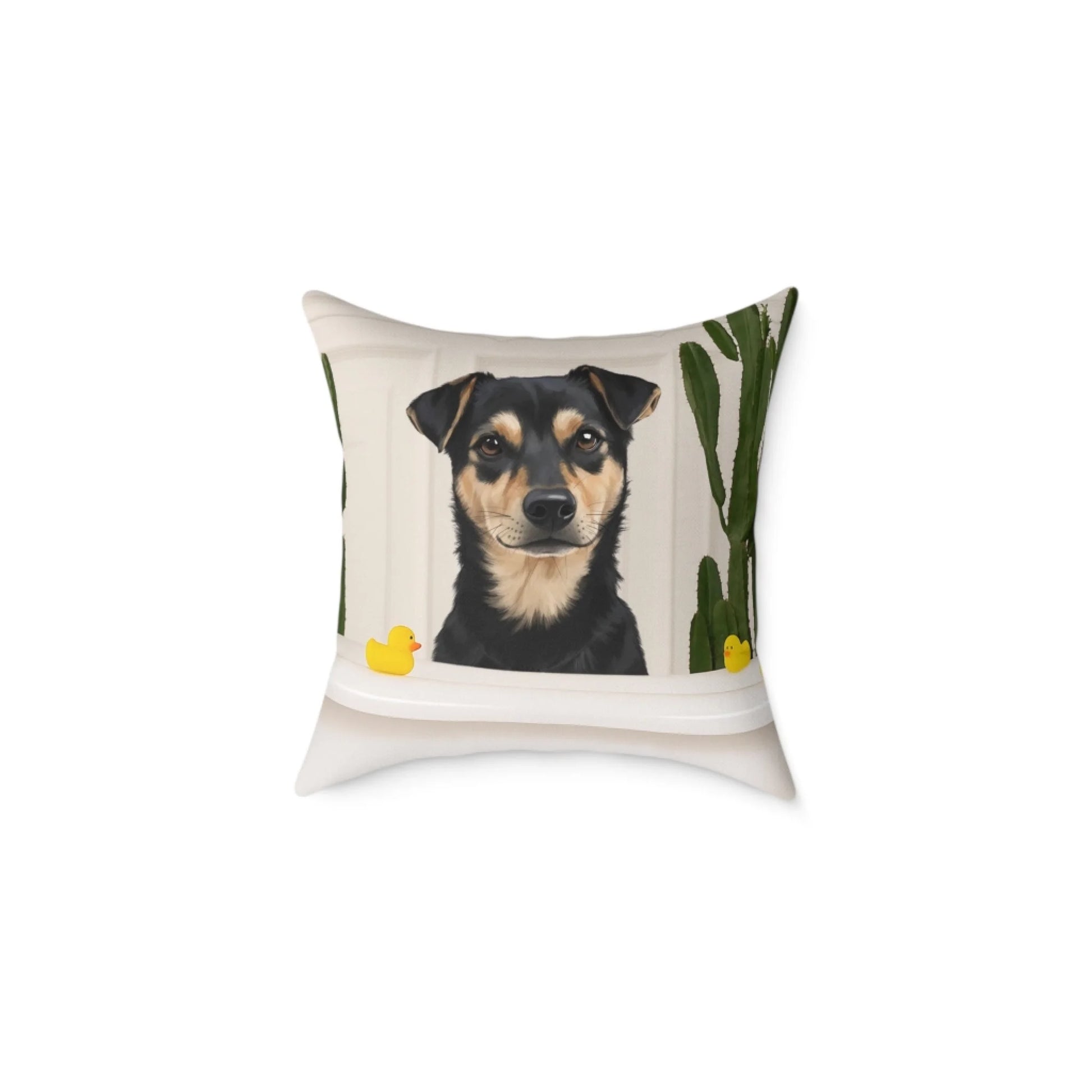 Custom Dog Pillow, Dog in Bathtub, product view