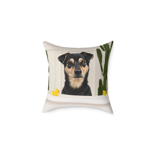 Custom Dog Pillow, Dog in Bathtub, product view