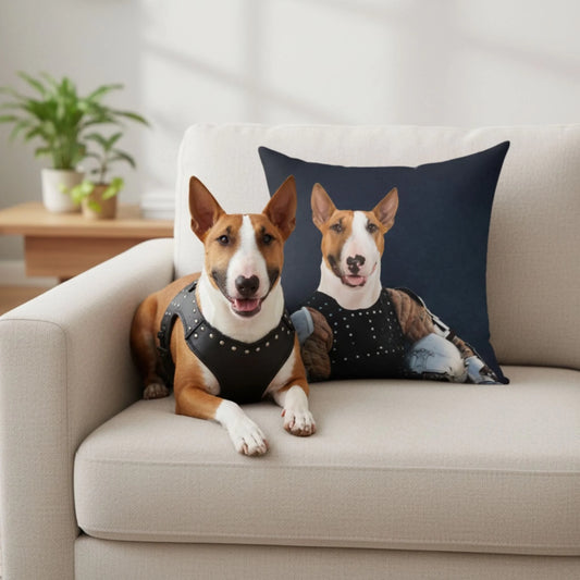 Custom Dog Pillow, Sir Barks a Lot, lifestyle couch view
