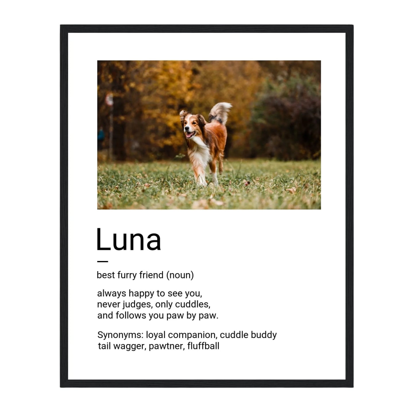 Custom Dog Poster, Best Furry Friend Definition, black frame