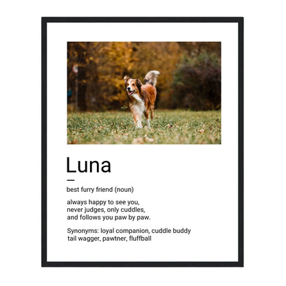 Custom Dog Poster, Best Furry Friend Definition, black frame