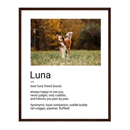 Custom Dog Poster, Best Furry Friend Definition, dark brown frame