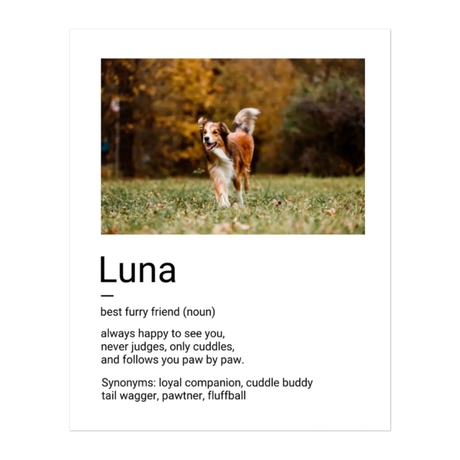 Digital download version of the Custom Dog Poster, Best Furry Friend Definition artwork