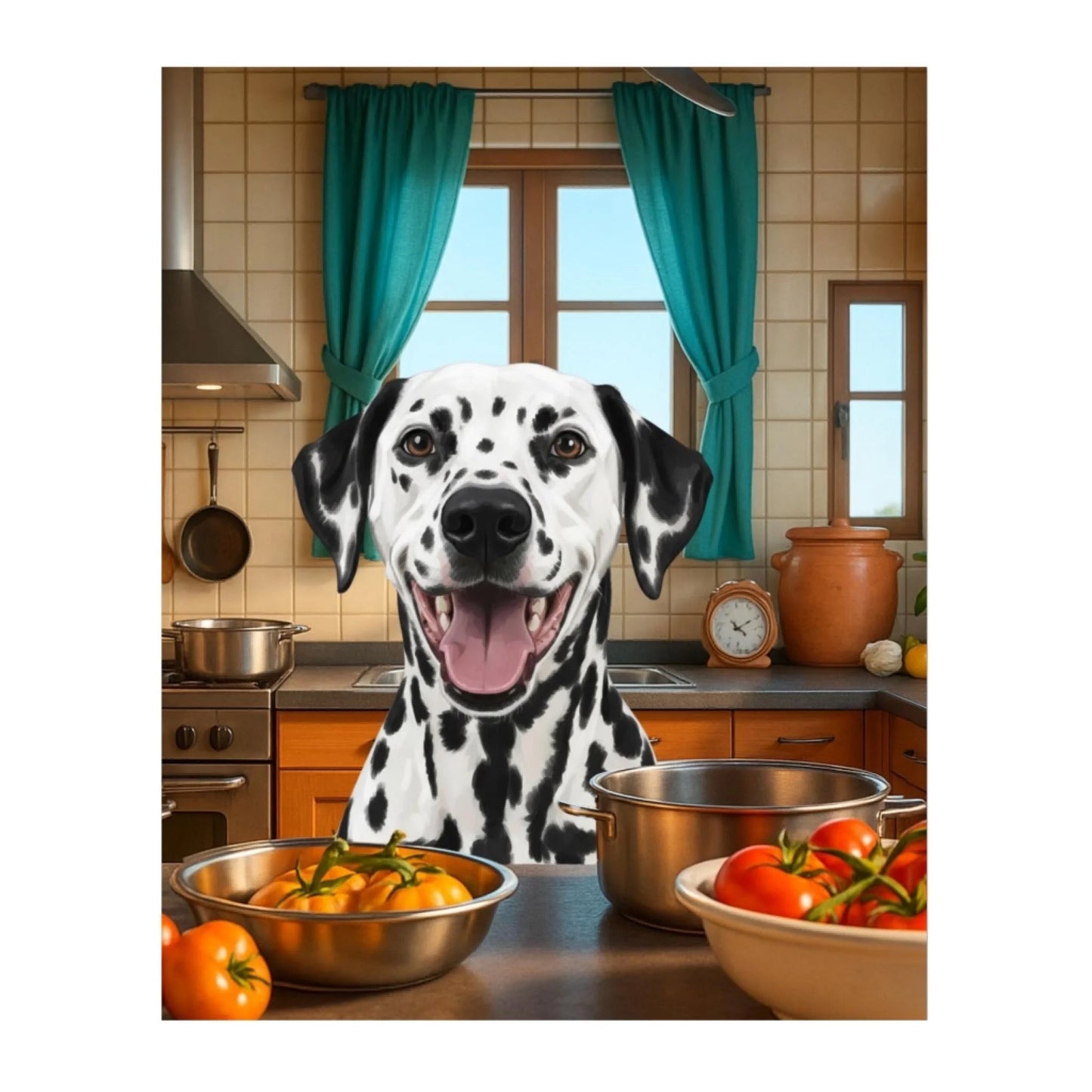 Digital download version of the Custom Dog Poster, Cooking Dog artwork