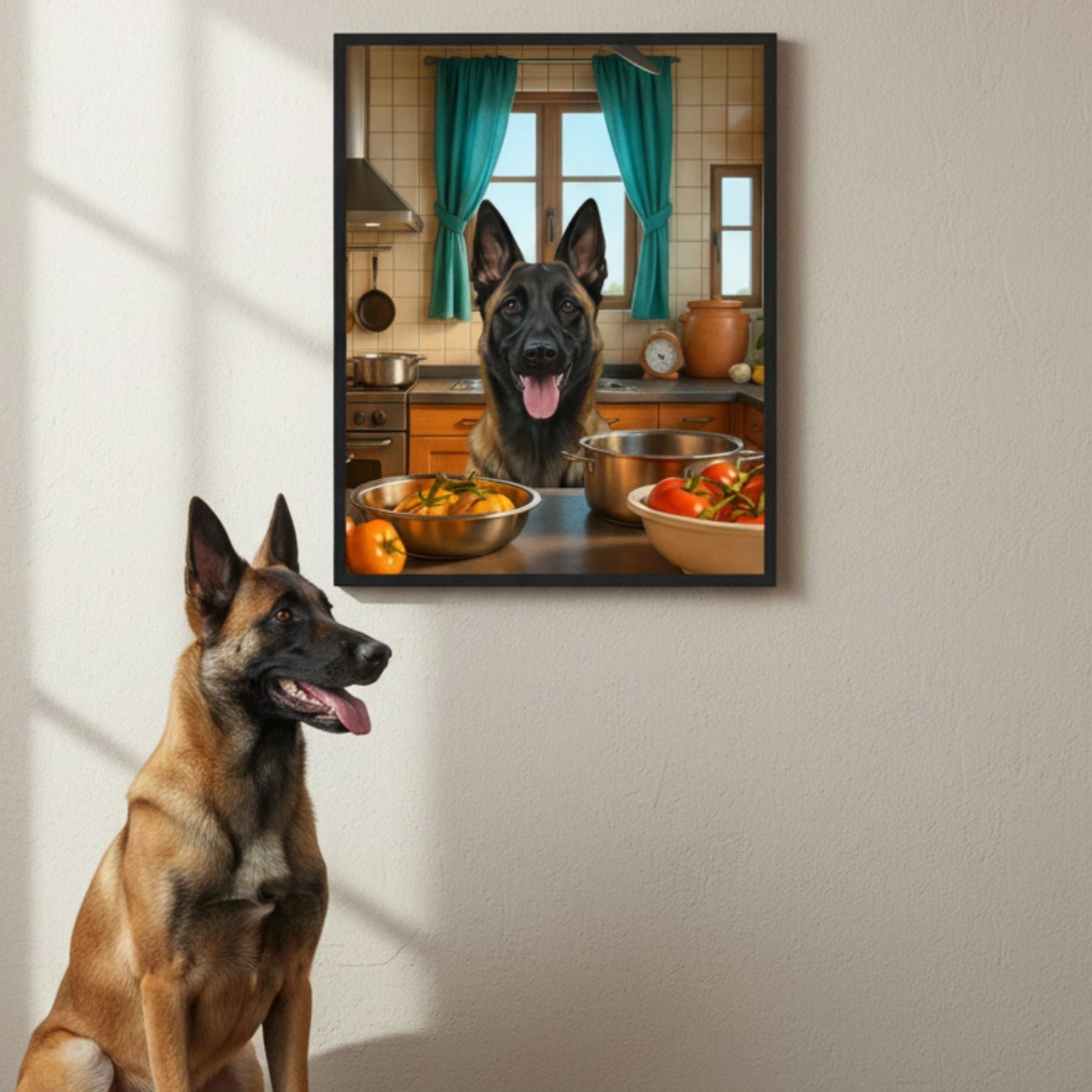 Custom Dog Poster, Cooking Dog, lifestyle room view