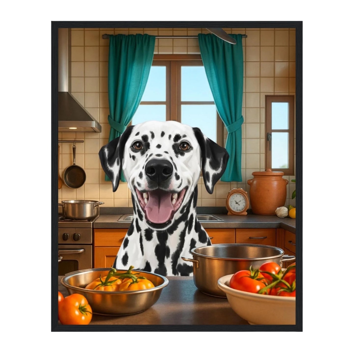 Custom Dog Poster, Cooking Dog, black frame version