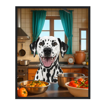 Custom Dog Poster, Cooking Dog, black frame version