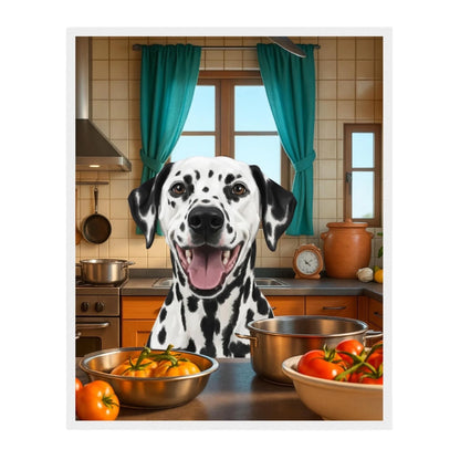 Custom Dog Poster, Cooking Dog, white frame version
