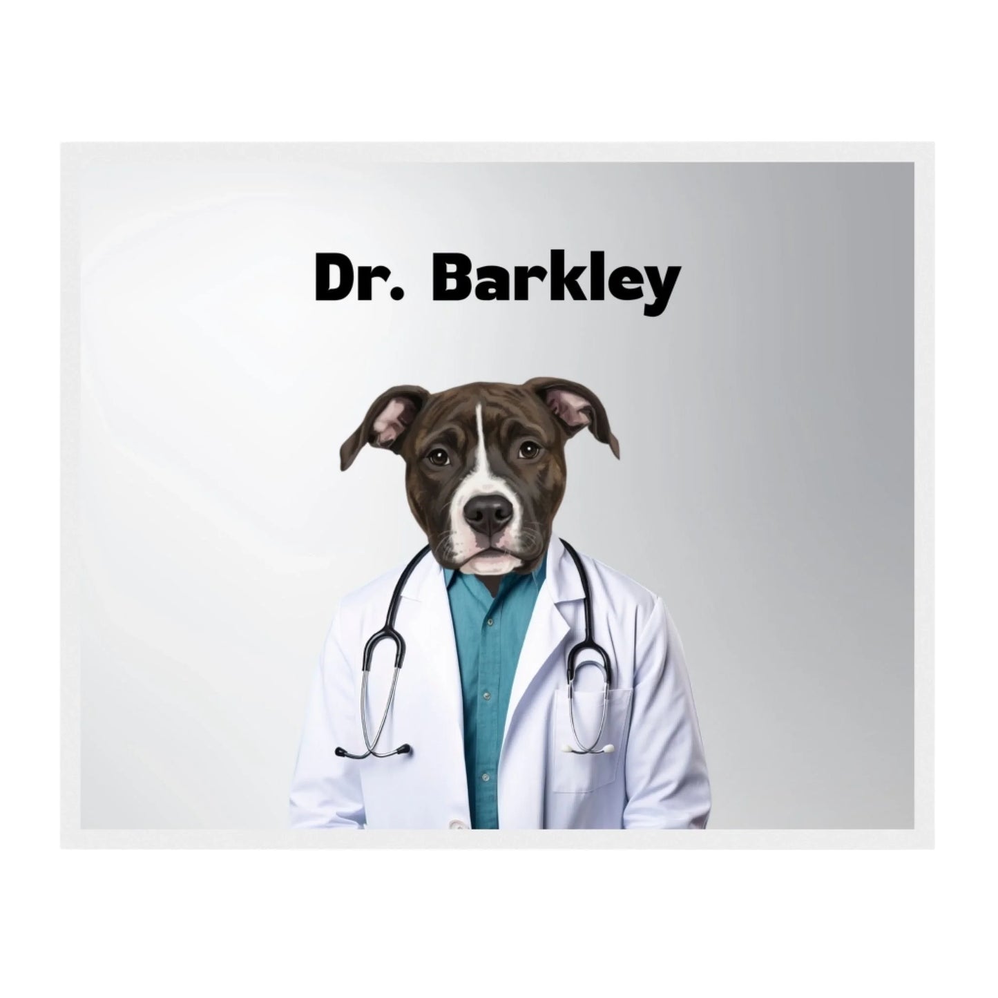 Custom Dog Poster, Dr Barkley, white frame