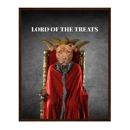 Custom Dog Poster, Lord of the Treats, dark brown frame