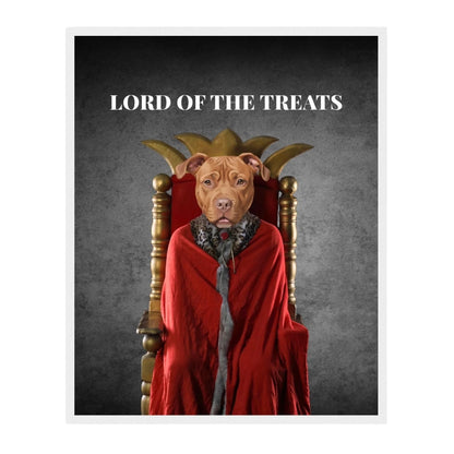 Custom Dog Poster, Lord of the Treats, white frame