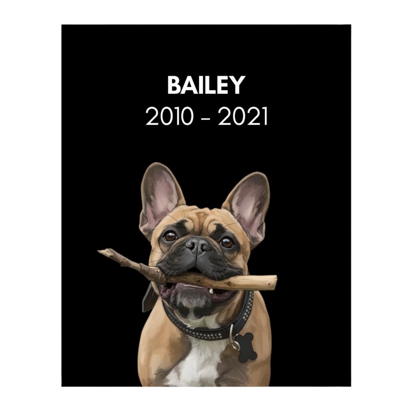 Digital download version of the Custom Dog Poster, Memorial with Dates artwork