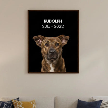 Custom Dog Poster, Memorial with Dates, lifestyle room view
