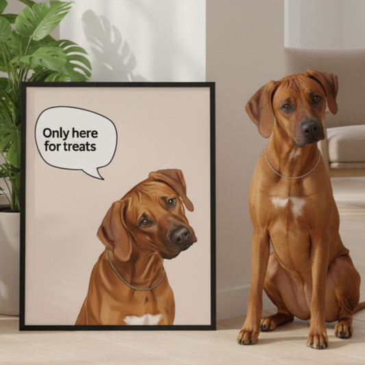 Custom Dog Poster, Only Here for Treats, lifestyle room view