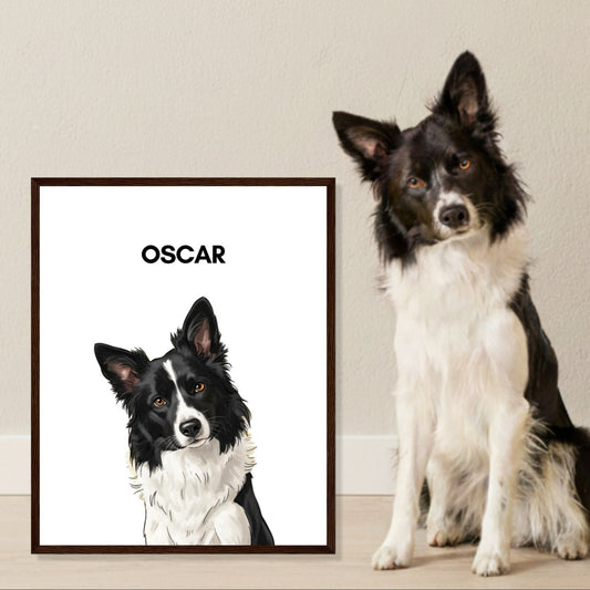 Custom Dog Poster, Painted Dog Portrait 1 Pet, lifestyle room view