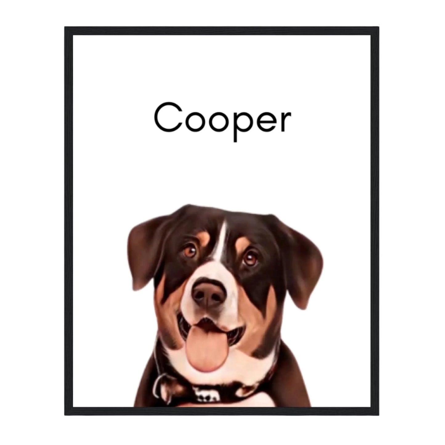 Custom Dog Poster, Painted Dog Portrait 1 Pet, black frame version