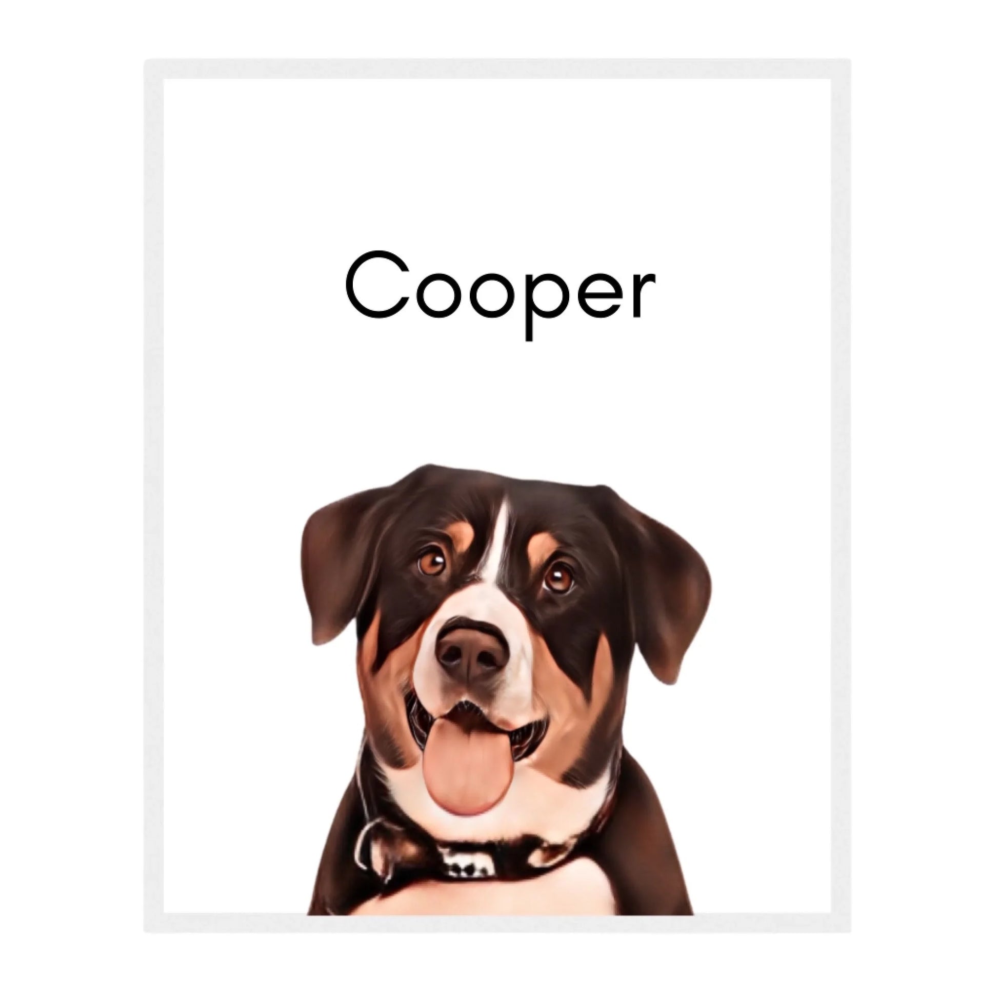 Custom Dog Poster, Painted Dog Portrait 1 Pet, white frame version