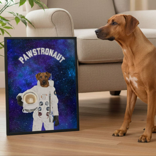 Custom Dog Poster, Pawstronaut, lifestyle room view