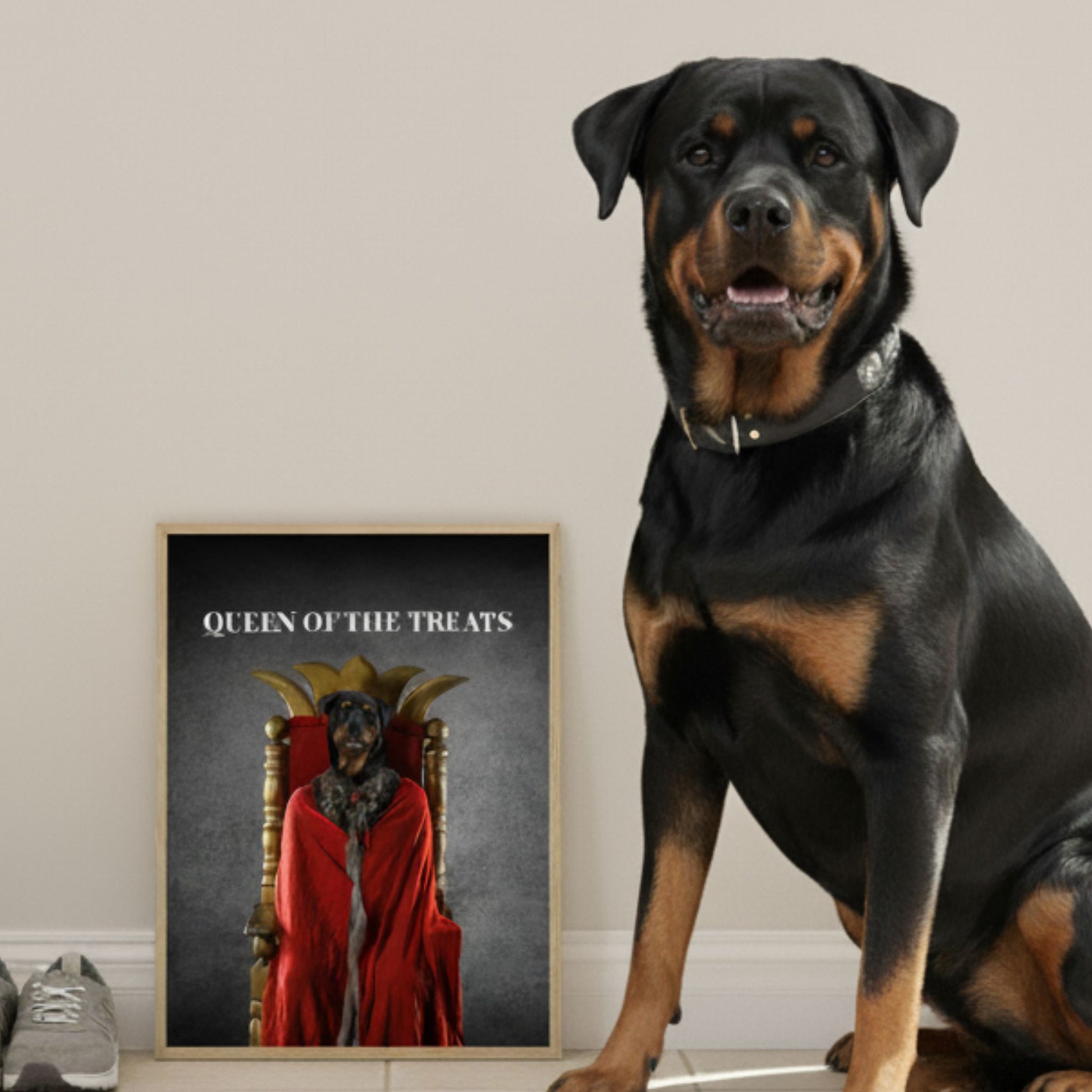 Custom Dog Poster, Queen of the Treats, lifestyle room view
