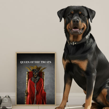 Custom Dog Poster, Queen of the Treats, lifestyle room view