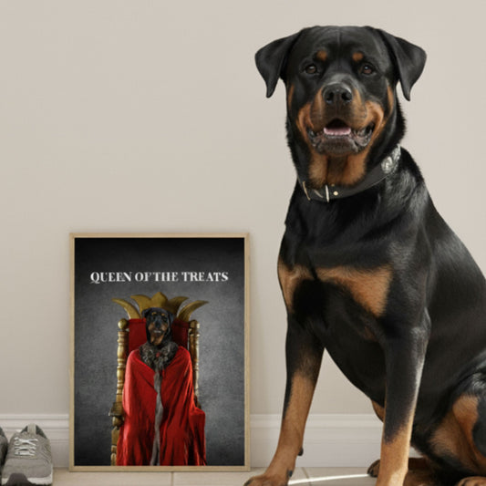 Custom Dog Poster, Queen of the Treats, lifestyle room view
