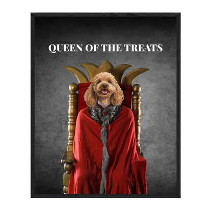 Custom Dog Poster, Queen of the Treats, black frame version