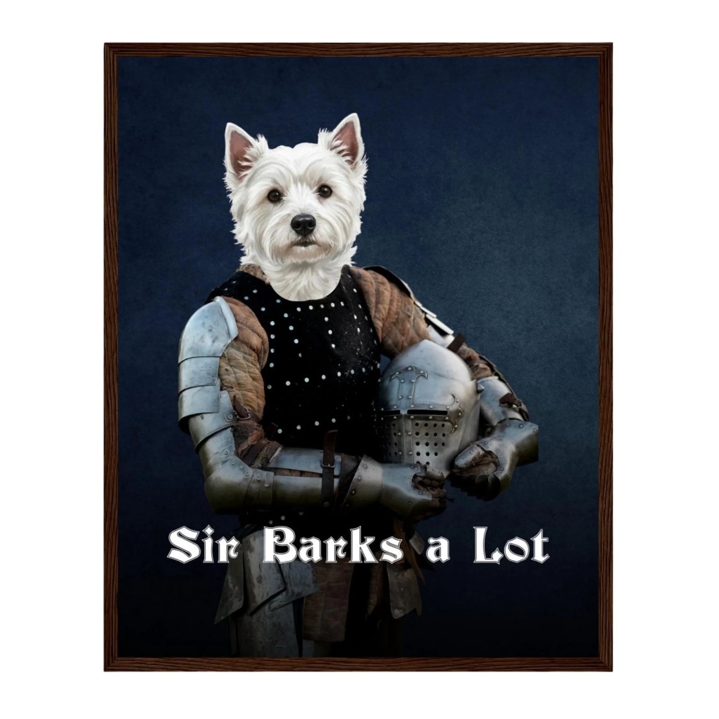 Custom Dog Poster, Sir Barks a Lot, dark brown frame