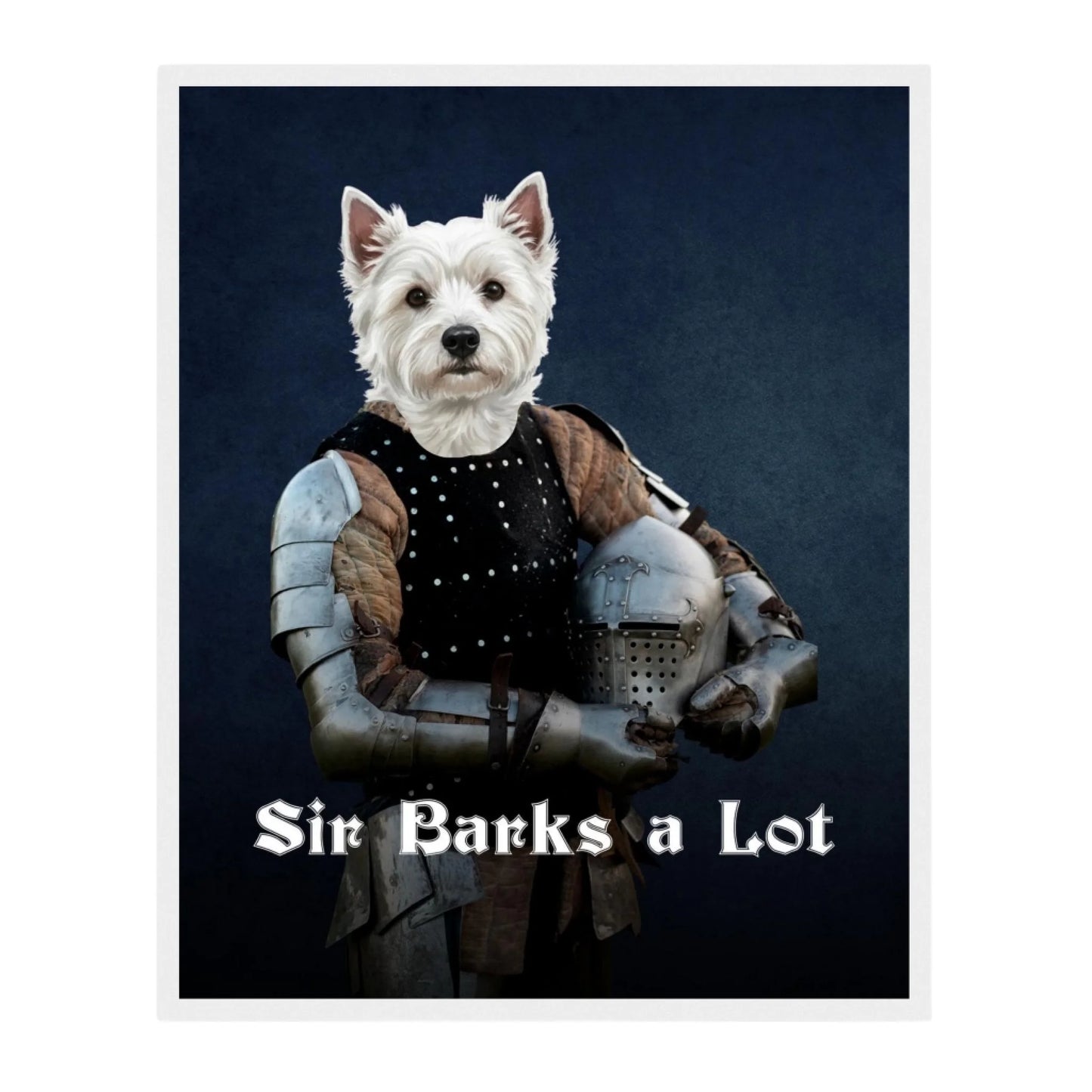 Custom Dog Poster, Sir Barks a Lot, white frame