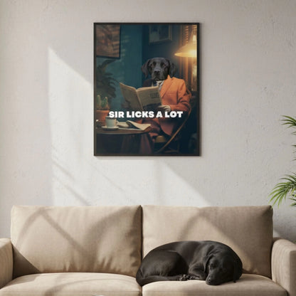 Custom Dog Poster, Sir Licks a Lot, lifestyle room view