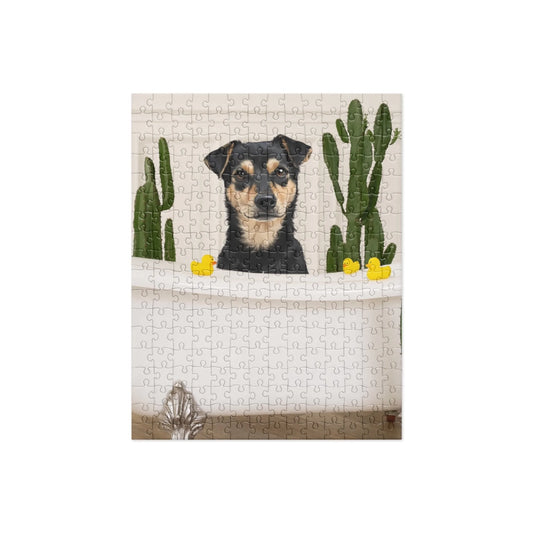 Custom Dog Puzzle, Dog in Bathtub, product view