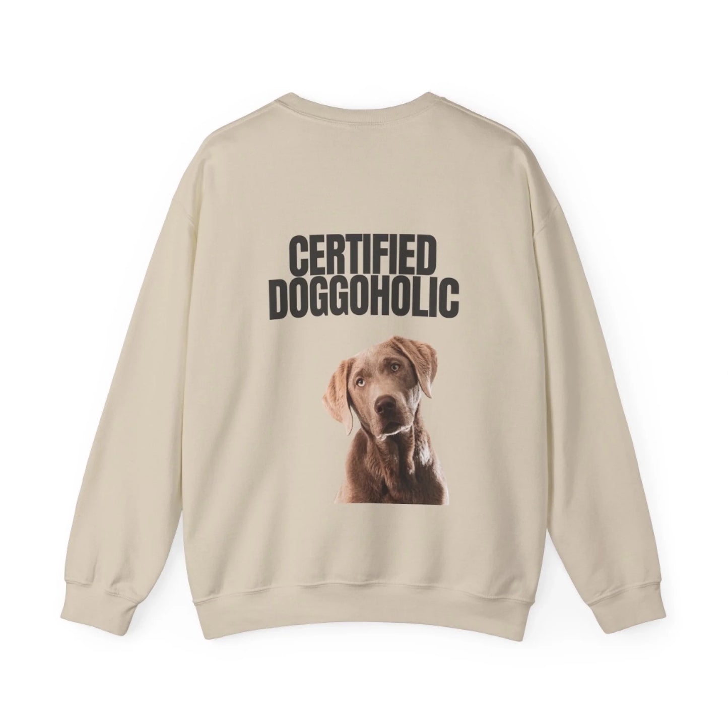 Custom Dog Sweatshirt, Certified Doggoholic, sand version