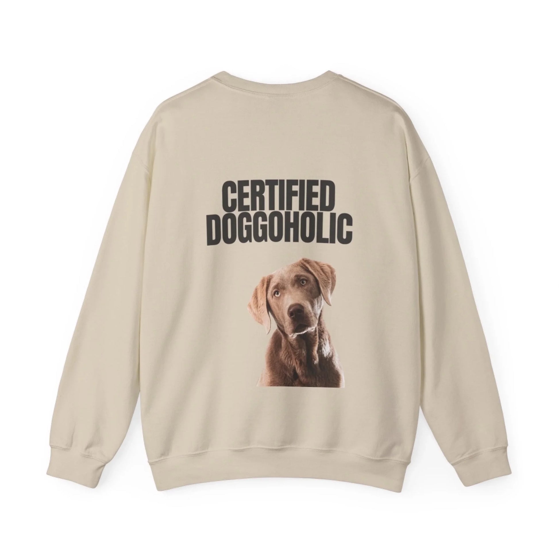 Custom Dog Sweatshirt, Certified Doggoholic, sand version