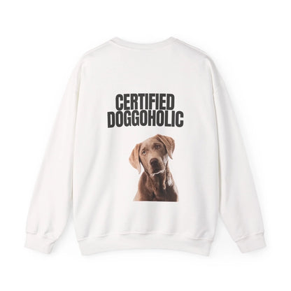 Custom Dog Sweatshirt, Certified Doggoholic, white version