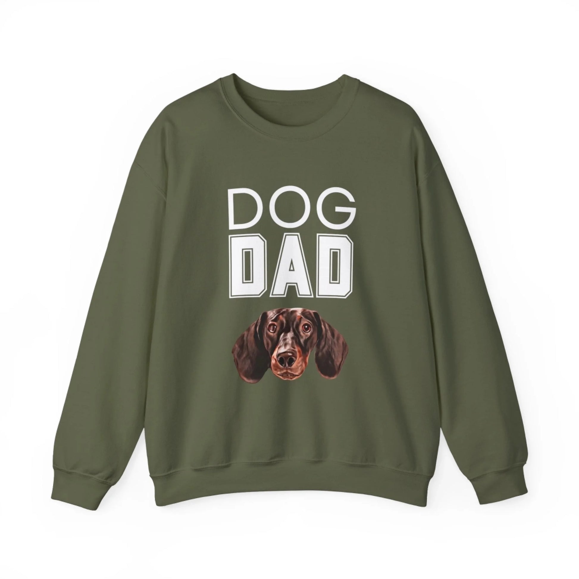 Custom Dog Sweatshirt, Dog Dad, military green color display