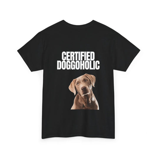 Custom Dog Tee Shirt, Certified Doggoholic, black version