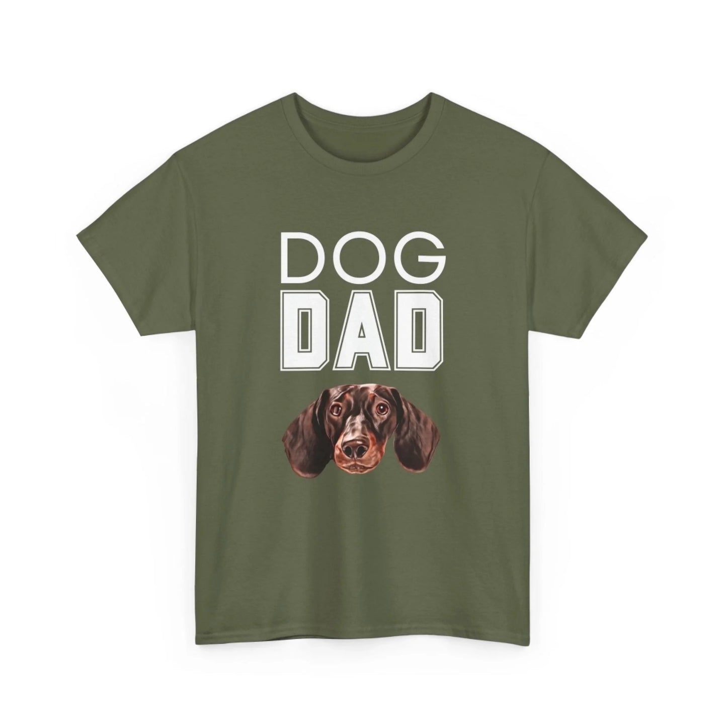 Custom Dog Tee Shirt, Dog Dad, military green version