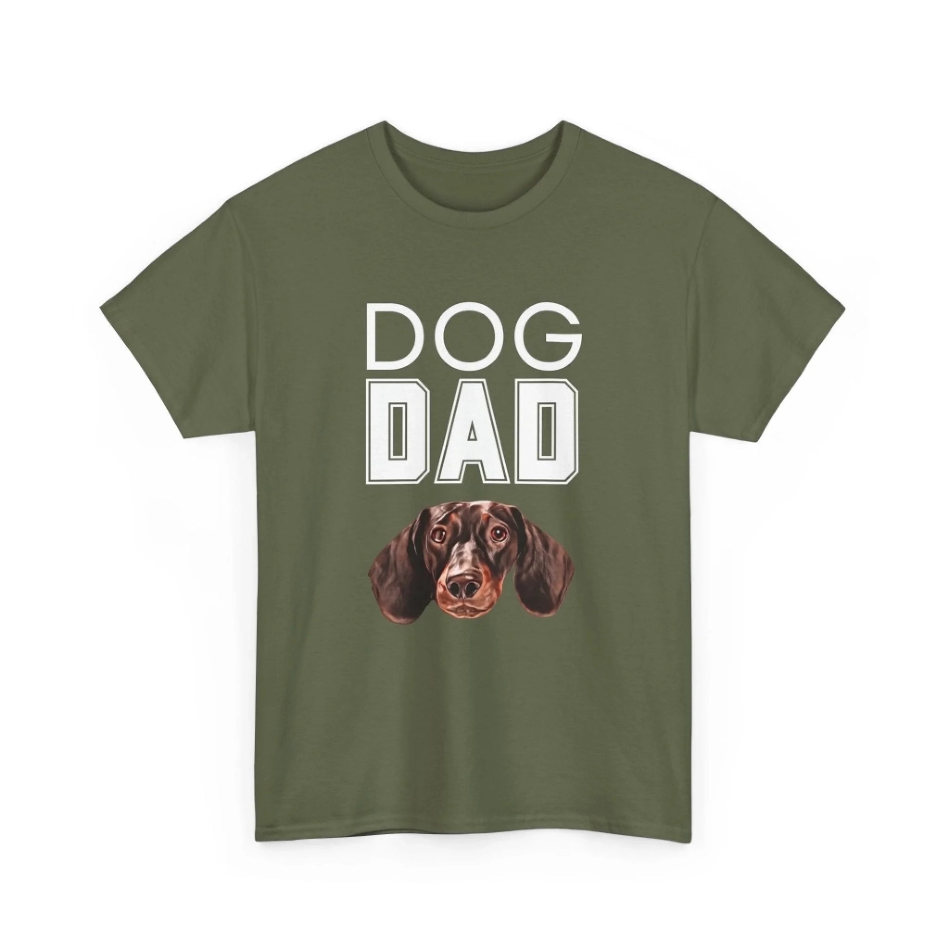 Custom Dog Tee Shirt, Dog Dad, military green version