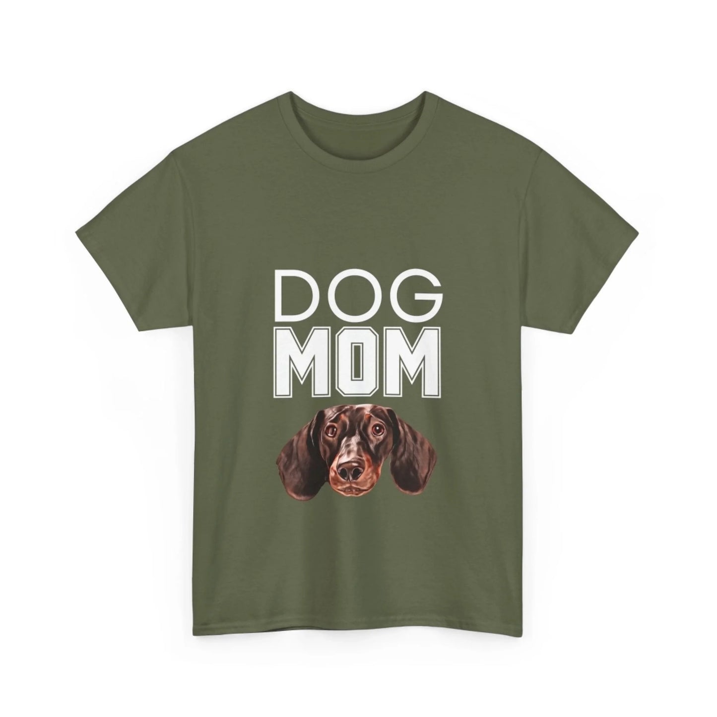 Custom Dog Tee Shirt, Dog Mom, military green version