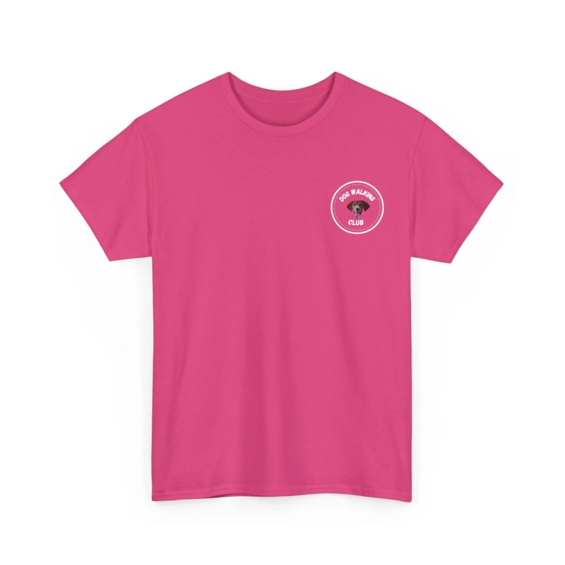 Custom Dog Tee Shirt, Dog Walking Club, heliconia version