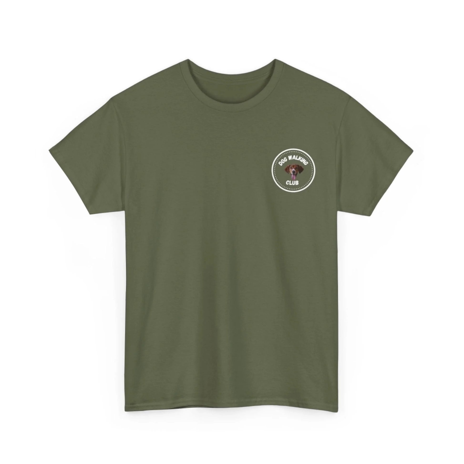 Custom Dog Tee Shirt, Dog Walking Club, military green version